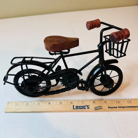 Bicycle Figurine With Wood and Metal Accents Moving Parts Bicycle Decoration - Picture 3 of 7
